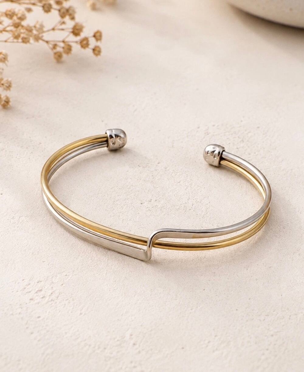 Lia Sophia Embrace silver and Gold Tone Cuff Bracelet